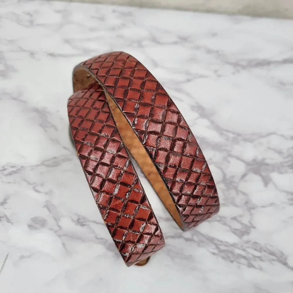 Winston Vintage Leather Belt with Silver Tone Buckle